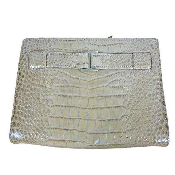 Abas Wallet Alligator Embossed Leather Clutch Clasp - Picture 1 of 6